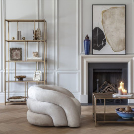 Upholstered Curved Snug Chair - Cream